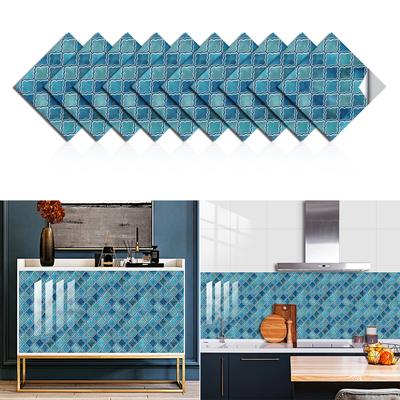 10 Stück flache Marmor-Mosaik-Fliesen-Aufkleber für Küchenrückwand, ölbeständiges Badezimmer, Heimdekoration, Wandaufkleber, selbstklebende Kunstwand