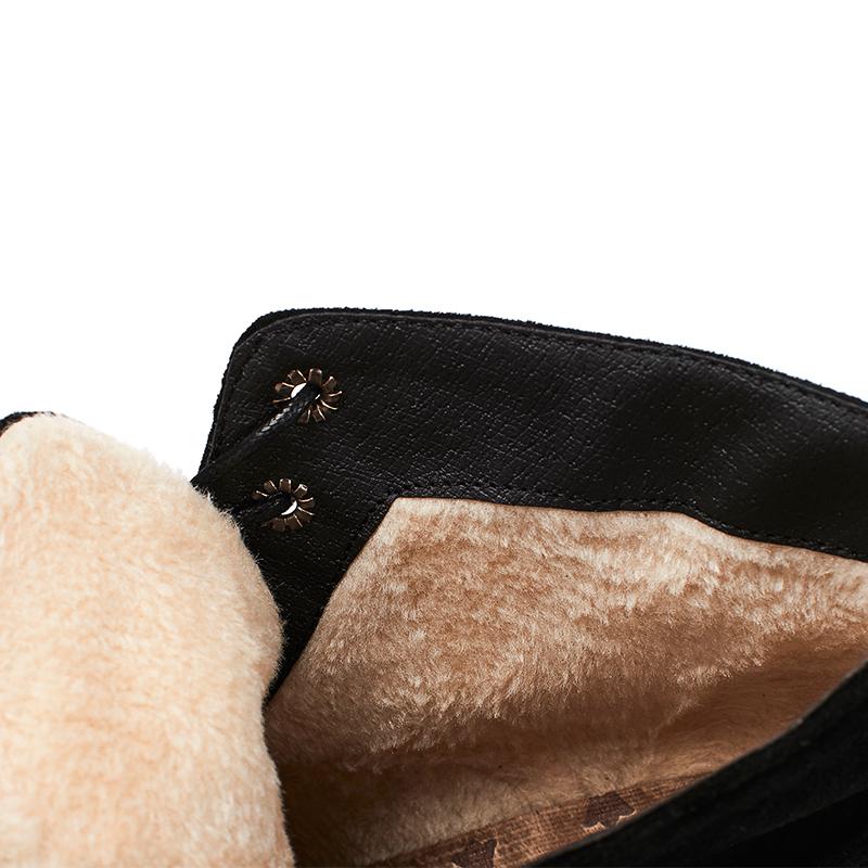 Mode 2024 Große Größe 34-43 Quadratische Absätze Damenschuhe Frau Stiefelette Freizeit Stiefel Schwarz Plateau Schuhwerk jiko