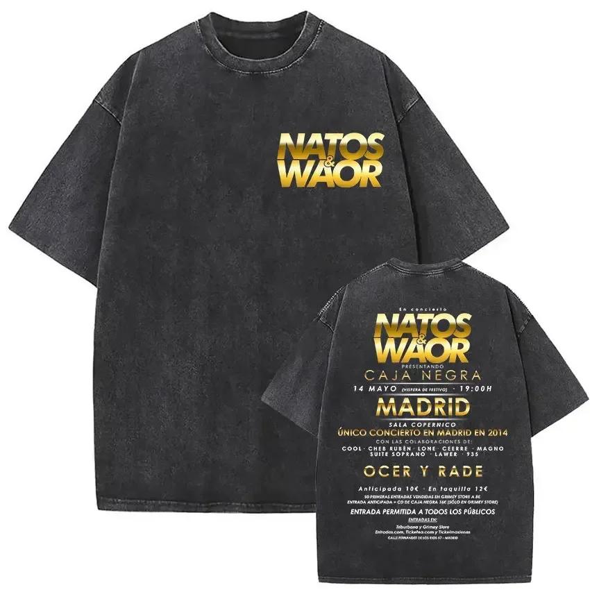 Washed Vintage Natos Waor Hijos De La Ruina Logo Album Merch T Shirts Mens Women Hip Hop Gothic Short Sleeve Tshirt Streetwear