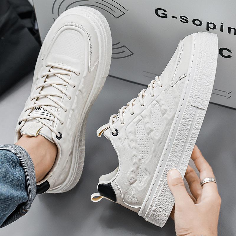 

Men s shoes new 2024 autumn leisure sports low-top leather surface student trend versatile niche popular men s board shoes 44 бежевый