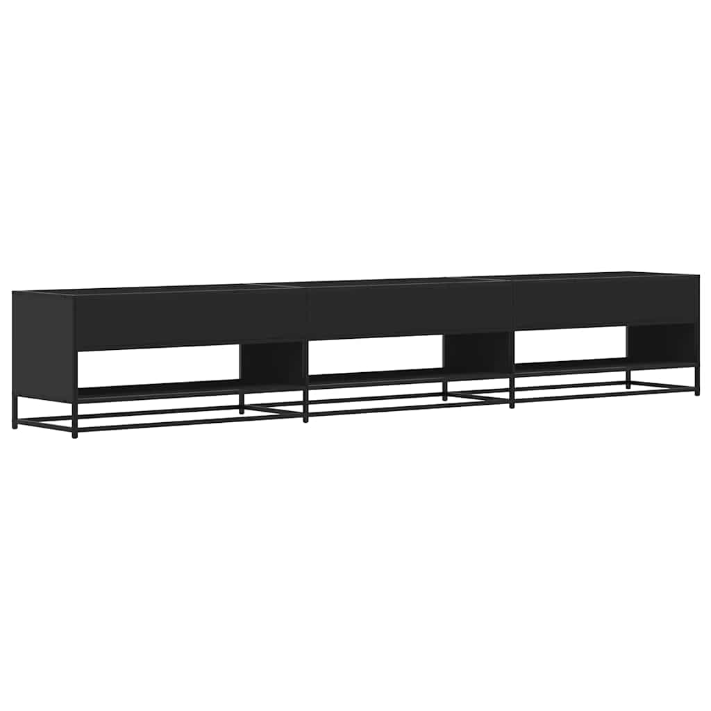 Vidaxl Szafka Pod Tv, Czarna, 270X40X46 Cm, Materiał Drewnopochodny