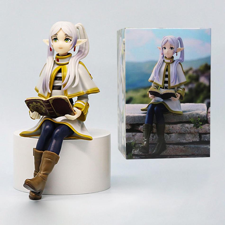 2PCS Anime Beyond Journey's End Read Book Sitting Take Flowers Stand Action Figures Frieren Noodle Stopper Collection Toy Gift