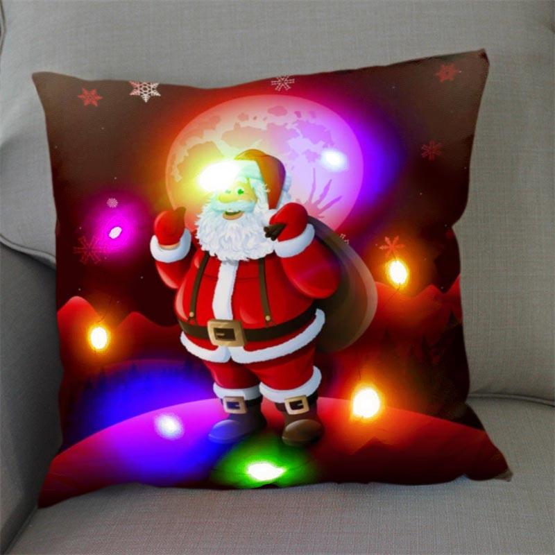 1Pc Christmas Led Pillow Case Size 45X45Cm40X40Cm Santa Claus Printed Christmas Pillow Covers For Christmas Decorations