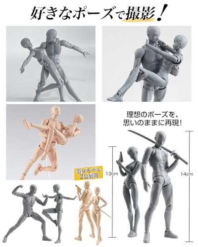 CHALAN Drawing Mannequin, 30-Jointed Articulated Figure with Stand [Recommended by Professional Manga Artists] Full Body Doll, Human Anatomy Model, Ma