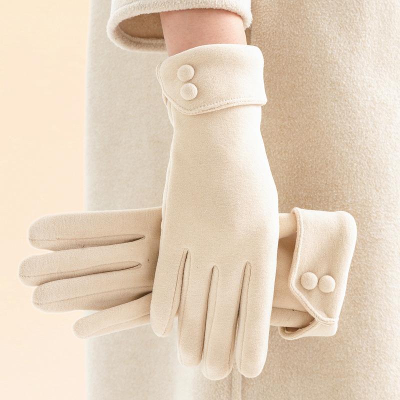 Women Touch Screen Gloves Fashion Mittens Autumn Winter Warm Thin Cashmere Solid Cycling Drive Suede Fabric Elegant Windproof
