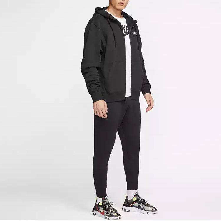 Nike SS20 Logo Hooded Fleece Jacket Men Jackets Black CJ4755-010