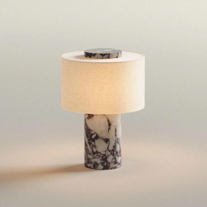 

Lux Marble Touch Rechargeable Table Lamp - Bedroom Bedside Decor Yellow Limestone D18x26CM