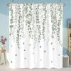 Tropical Greens Botanical Bath Shower Curtain Floral Butterfly Washable Hanging Curtain Bathroom Shower And Tub Decor With Hooks