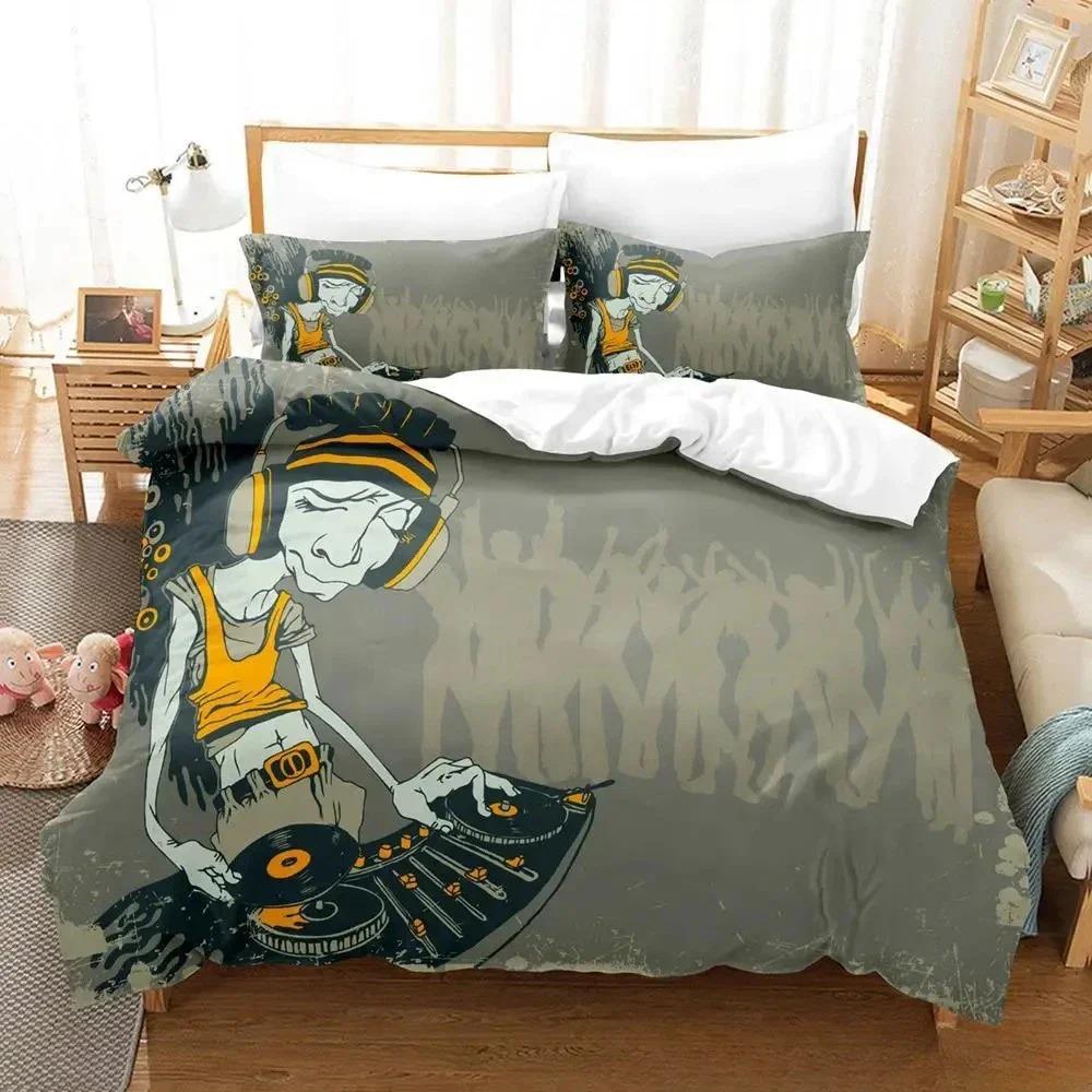 3D Music DJ Rock Bedding Set Single Twin Full Queen King Size Bed