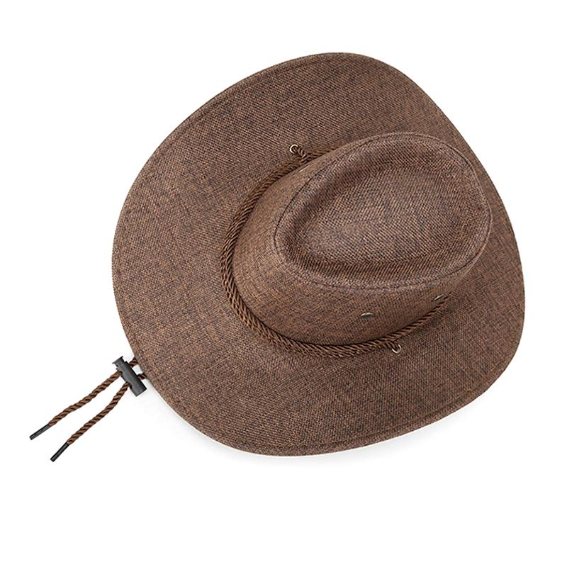 1 STK Retro Leinen Sonnenschutz Kappe Britischer Stil Western Cowboy Einfarbig Herren Atmungsaktiv