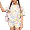 Kids Casual Short Sleeve Shirt and Shorts Set Animal Print Two Piece Outfit Lightweight Comfortable Summer Wear for Boys and Girls