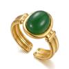 Turquoise Green Stone Turquoise Stone Ring Stainless Steel Boho Ring  Finger Accessories