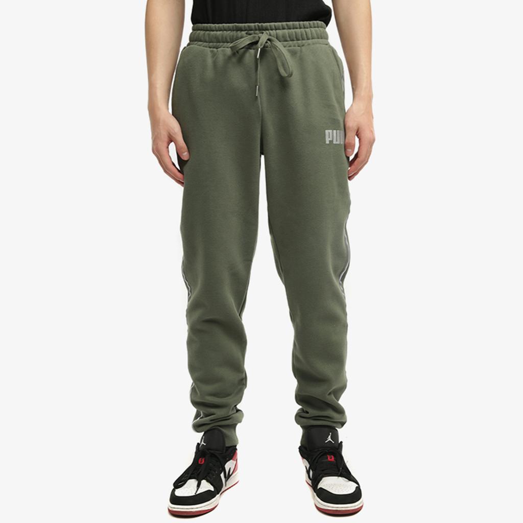 Puma Metallic Nights Drawstring Fleece-Lined Warm Casual Pants Men Bottoms Dark-Green 587142-64