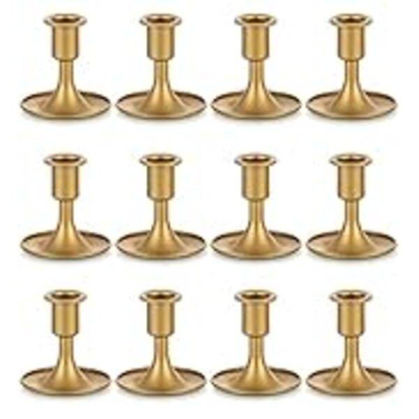 Romadedi Glass for Candlestick - 2 Pcs Clear Small Tapered Candle Holder Dec