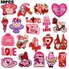 10PCS/lots Valentine's Day Embroidered Patches Pink Love Heart Patch Iron On Patches For Clothing Holiday Decoration Gift DIY