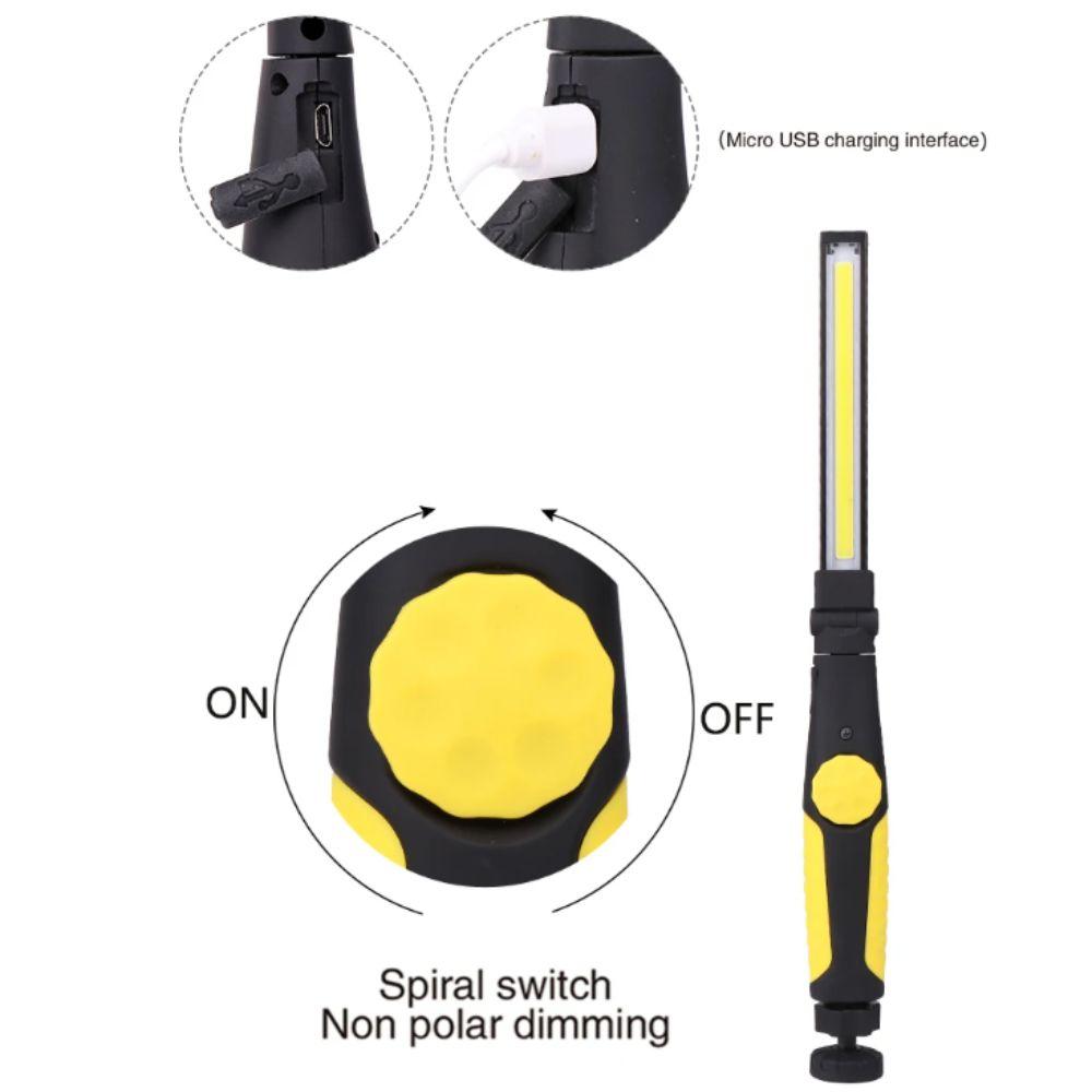Magnetic Base USB Rechargeable Torch Folding Flashlight COB LED Work Lights  Car Repair