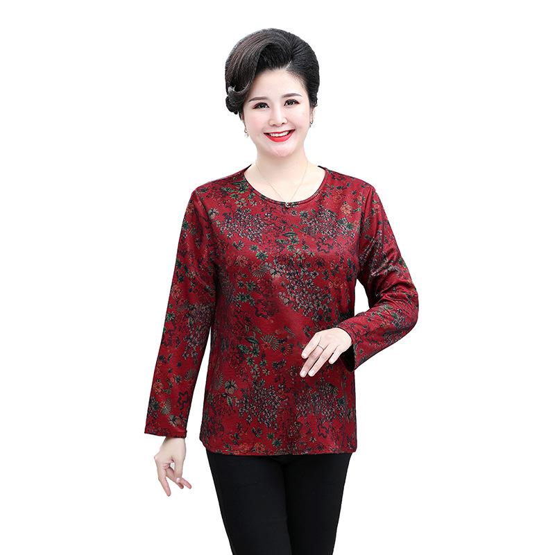 Übergröße 7XL Herbst Langarm Oberteil für Mütter mittleren Alters und ältere Damen