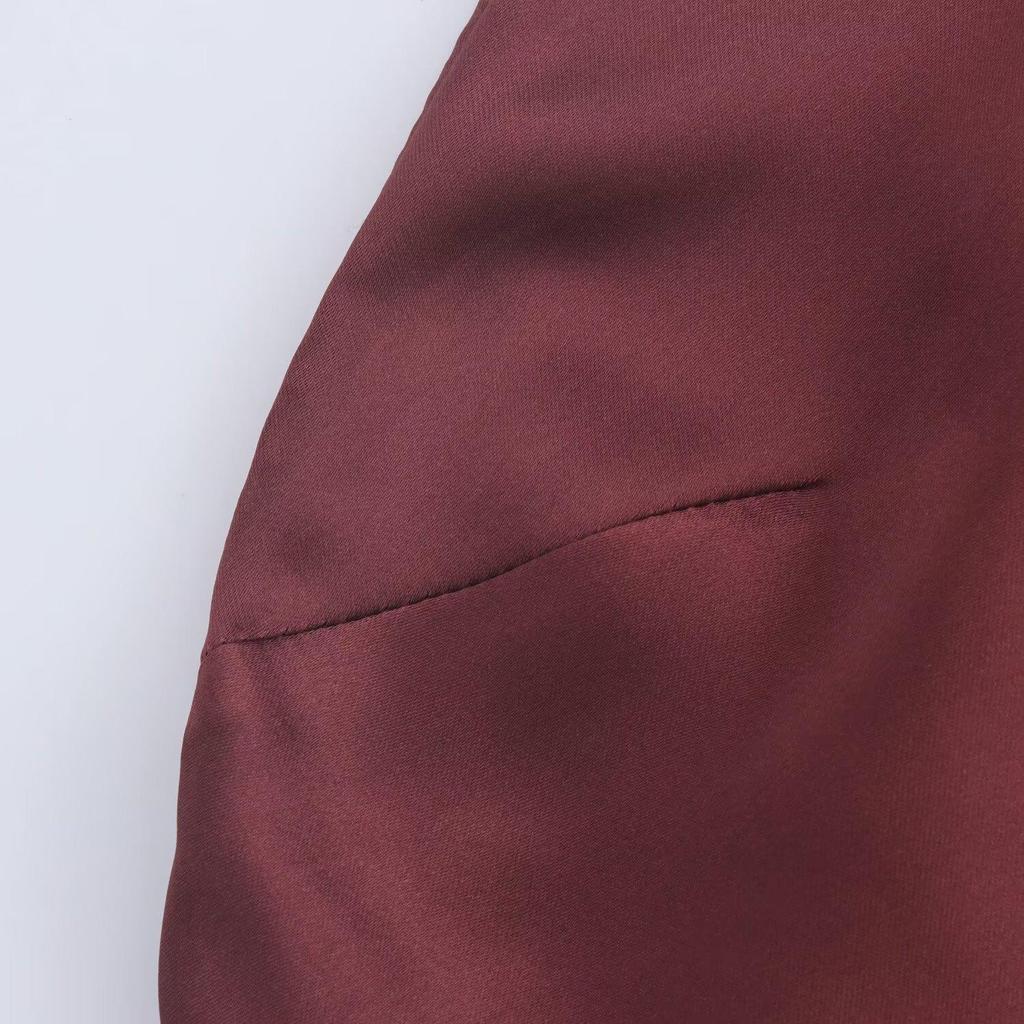 European & American Style Women's Autumn Halter Neck Silk Satin Dress