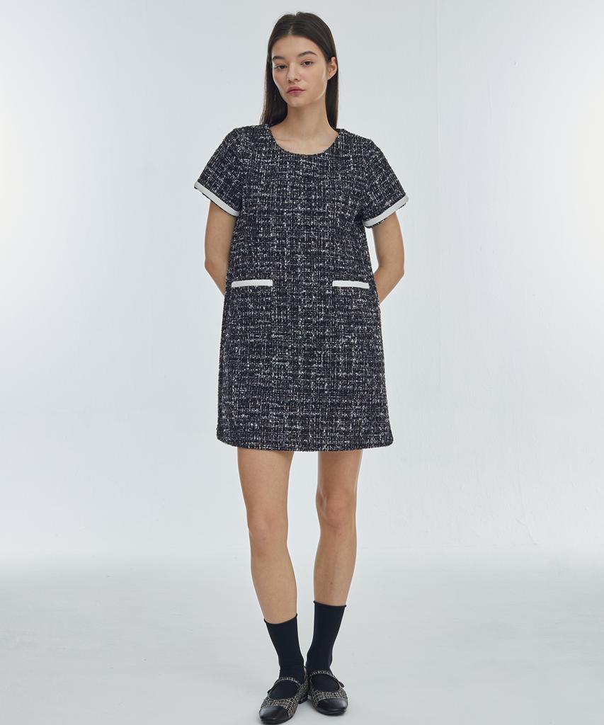 MANAVIS7 Lovely Tweed Dress [Black]