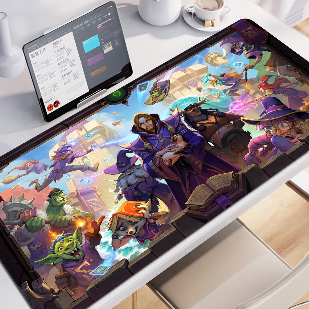 Hot selling item Hearthstone electronic sports Locking edge Gamer Large HD Print Computer Desk Locking Edge Keyboard Mouse Pad