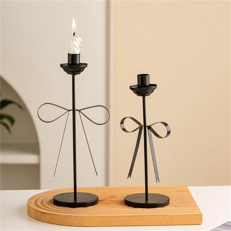 Decorative Candle Stands Iron Taper Candle Holders Bowknot Candlestick Holders for Wedding,Dinning,Party Decorations