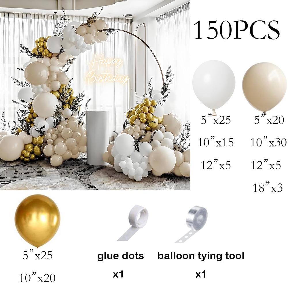 

White Sand Balloons Arch Kit White Gold Balloon Garland Wedding Anniversary Kid Birthday Party Graduation Baby Shower Decoration AS Picture