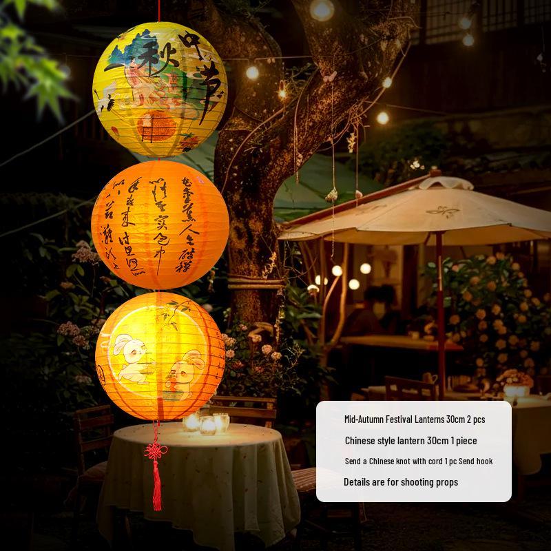 Mid-Autumn Festival Luminous Lantern String: Chinese-Style Decorative Hanging Lanterns for Festive Atmosphere