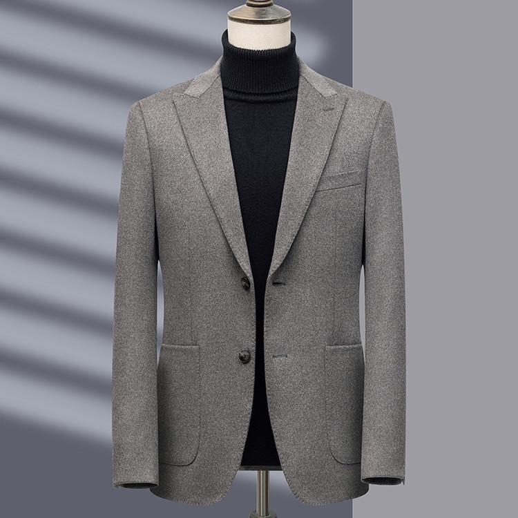 Men's Spring & Autumn Cashmere Wool Suit: Short Casual Blazer & Formal Overcoat