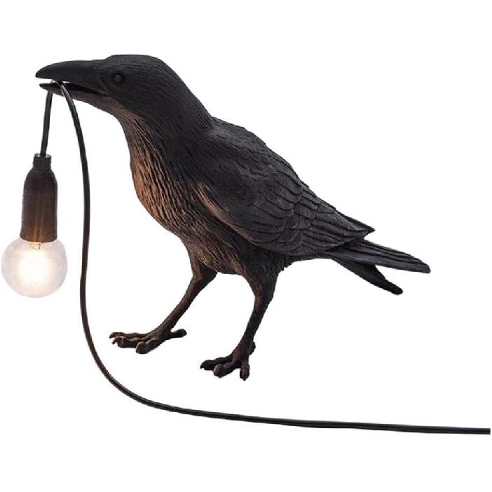 Generic Raven Decor Table Lamp - Lifelike Resin Crow Bird Desk Lamp Creative Animal Styling Light Bedroom Bedside Wall Sconce Lamp Light Decoration -