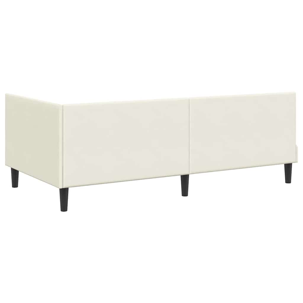 Corner Bed Frame with Mattress and Headboard 2 Pcs Cream Velvet