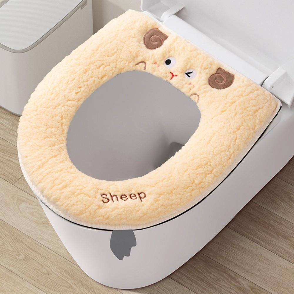 Washable Toilet Seat Cover Lamb Wool Plush Toilet Seat Universal Toilet Seat Cushion