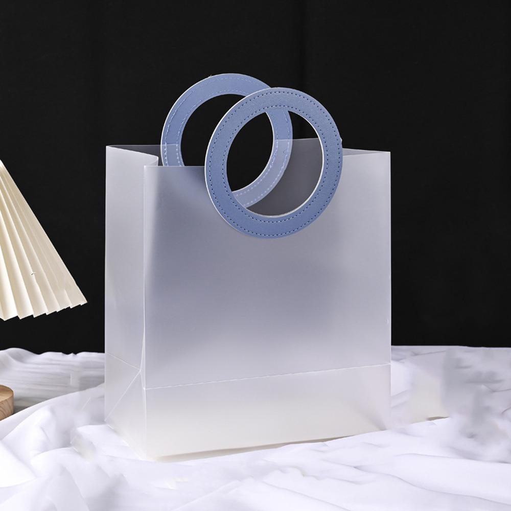 

5 шт. Пластиковая хозяйственная сумка-тоут с ручкой, подарочный пакет для упаковки, пакет для упаковки конфет и ювелирных изделий S синий