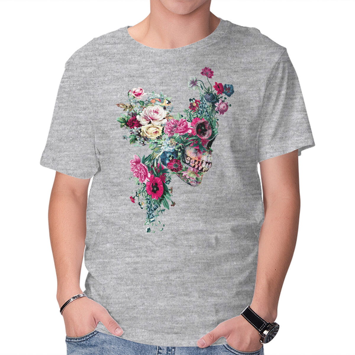 Unisex Crew Neck T-Shirt SKULL VII Graphic Short Sleeve Casual Tee XXXXL