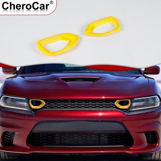 2x Frontstoßstange Mitte Kühlergrill Gitter Abdeckung Zierleiste Für 2015-22 Dodge Charger Gelb