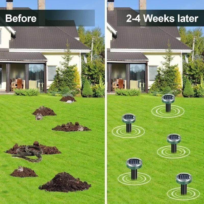 1/2/4PCS Solar Powered Ultrasonic Sonic Mole Pest Rodent Repeller Repellent Yard Outdoor Lamp Backyard Farmland Mouse Repeller