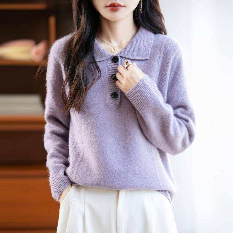 Women's cashmere sweater Qinghe cashmere 30% cashmere 70% wool autumn and winter pullover warm and fashionable