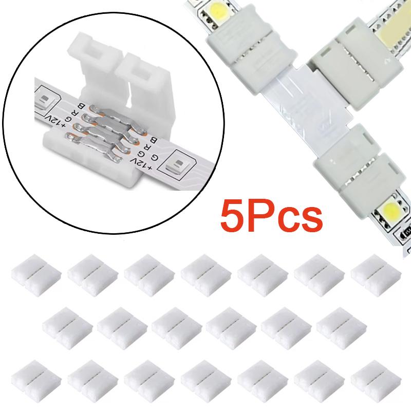 5 pezzi Connettore LED 4 PIN 8mm Forma a L 8mm 4pin RGB 3528 2835 Strisce LED Angolo a 90 gradi Connettori per Fili Adattatore di Installazione