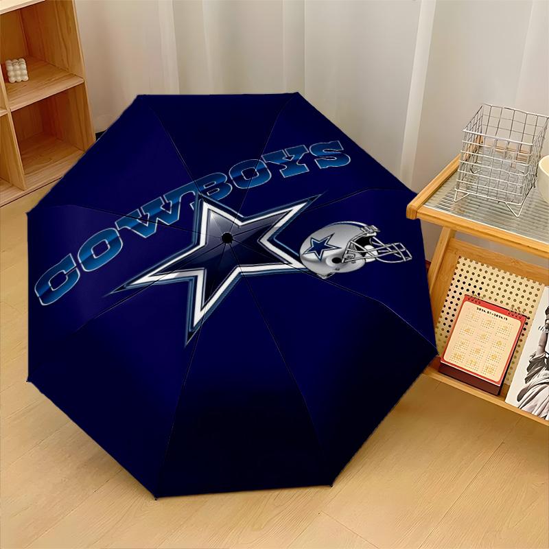 Dallas Cowboys Print Auto 8?Ribs Folding Umbrella Wind Resistant Lightweight Automatic Umbrella For Daily Travel
