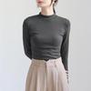 Women's Fleece-Lined Slim Fit Knit Top - Half High Neck Long Sleeve for Spring, Autumn, Winter 2024