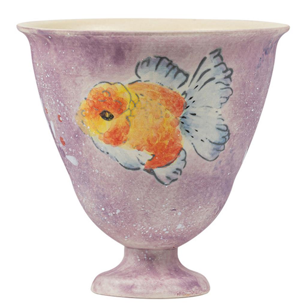 Hand-painted Goldfish Teacup Ceramic Handleless Matcha Green Tea Latte Mug For Adults