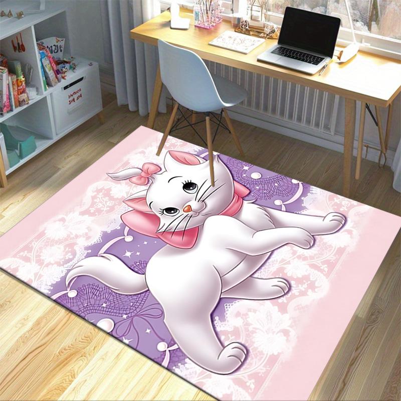 Whimsical Cat Pink Bow Carpet For Playroom Bedroom Living Room Sofa Home Decorkids Game Area Rug Nonslip Floor Mat