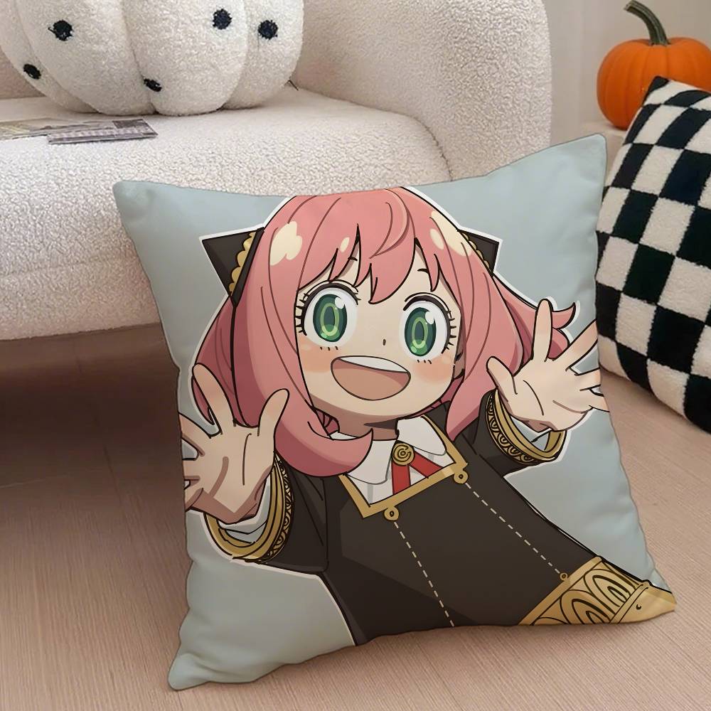 Anya Forger Pillow Case Anti-dustmite Pillowcase Invisible Zipper Silky Short Plush Sofa Cushion Cover