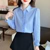 2024 Women's Fashion Pure Cotton Polo Collar Long Sleeve Shirt - Versatile & Stylish for Spring and Autumn