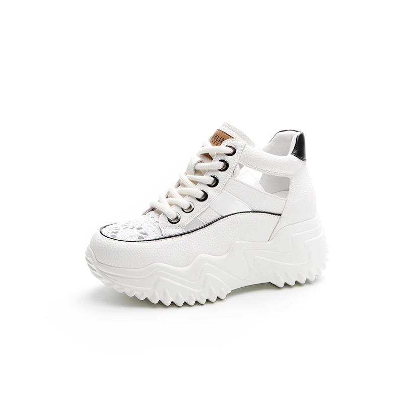 New Lace-up Thick-soled Heightening Dad Shoes for Women 2025 Summer Versatile Fashion Contrasting Colors Hollow Breathable Sports Shoes for Women
