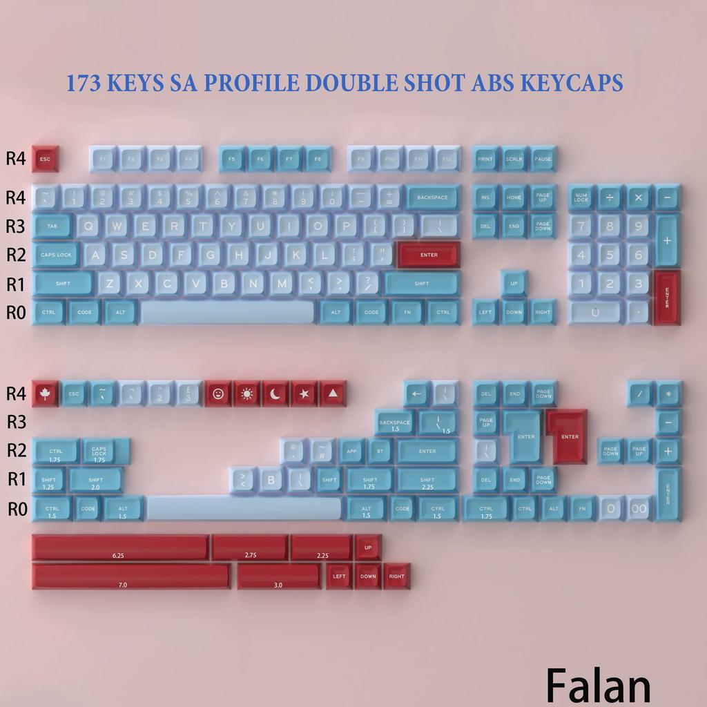 173 Keys WOB SA Profile Minimalist Style Key caps Double Shot ABS Keycaps for Cherry Gateron MX Switches Mechanical Keyboard