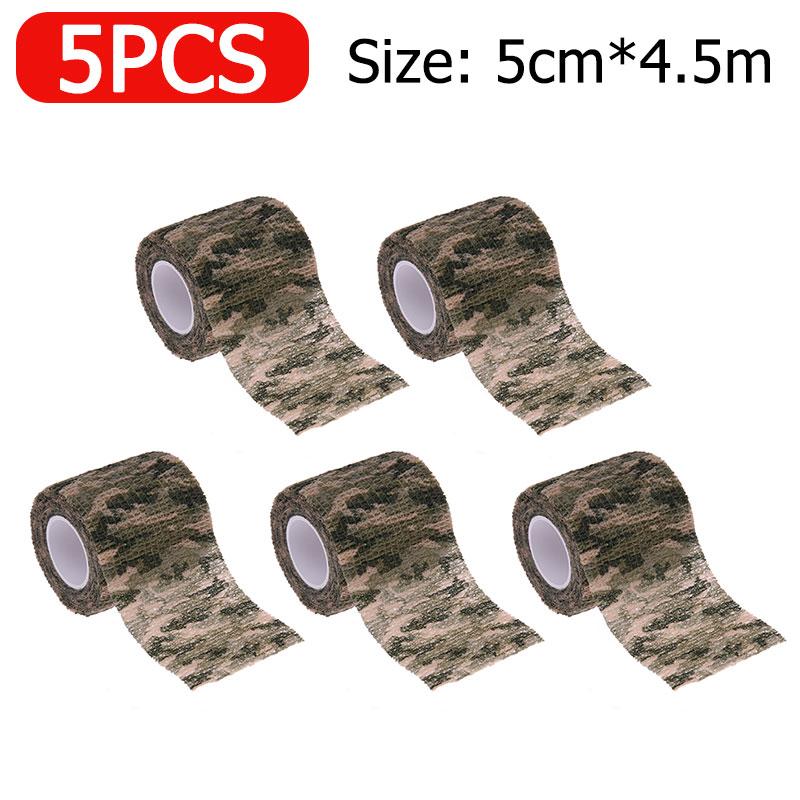 5-20pcs Outdoor Hunting Camouflage Blind Tape Self-adhesive Elastic Bandage Waterproof Wraps Tactical Non-woven Protective