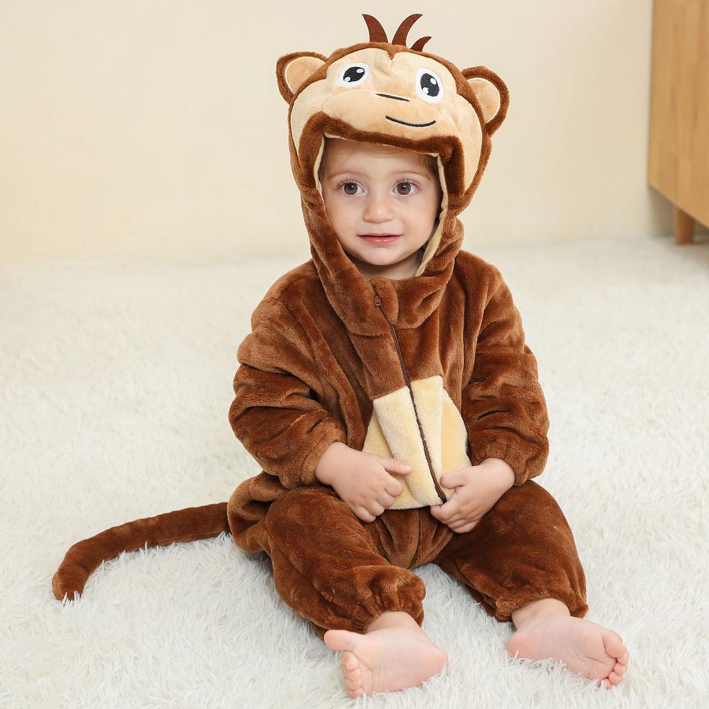 Pajamas Easter Rabbit Baby Rompers Winter Hooded Flannel Sleepwear Toddler Infant Animal Pyjamas Girls Boys Clothes