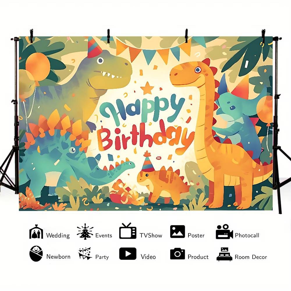 Inosaur Jungle Birthday Party Background Photography Castle Wizard Platform Street Birthday Party Decoration Gifts Props Poster