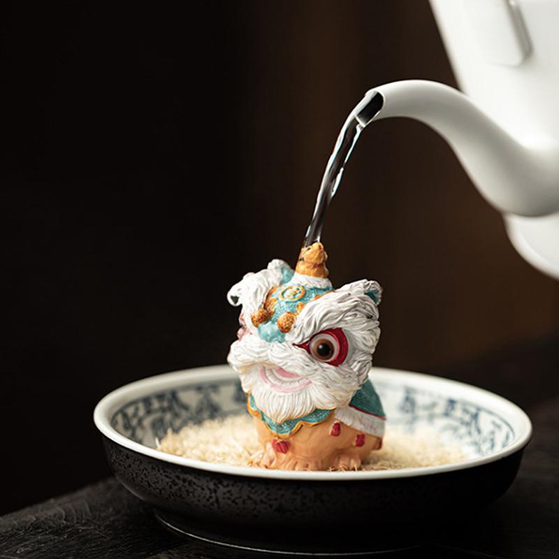 Color-Changing Tea Pet, Lion Dance, Auspicious Tea Table Decoration, Lion Dance,  Chinese Style Home Tea Pet, Lucky Doll