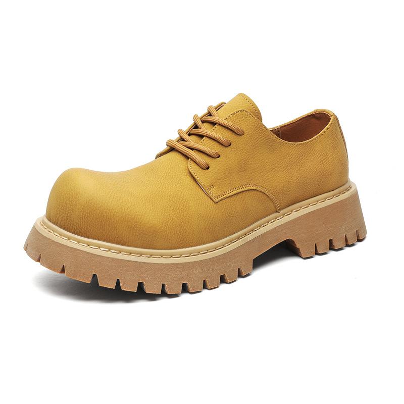 Big Head Business Leather Shoes Men's British Style Platform Tooling Casual Shoes Round Head Dress Wedding Derby Shoes 2038-J